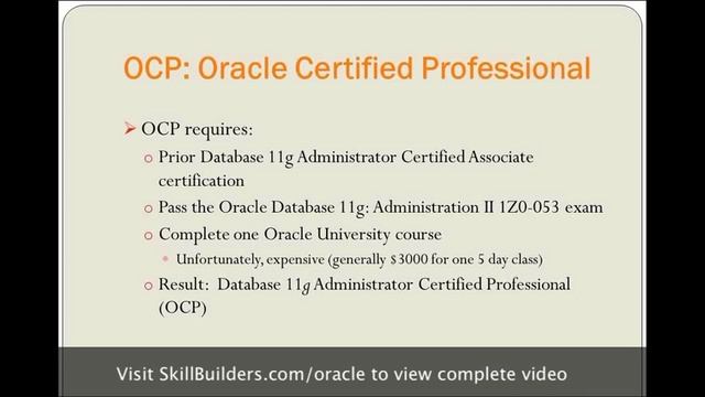 SkillBuilders Training Video - Your Path to Oracle OCA/OCP Certification смотреть онлайн