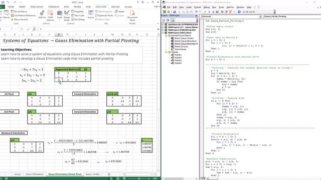 Gauss Elimination with Partial Pivoting - EXCELVBA
