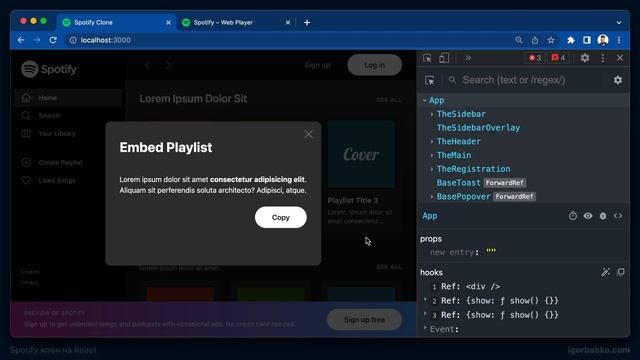 React JS Tailwind CSS Spotify клон #96 - Стили модального окна TheModalEmbedPlaylist смотреть онлайн