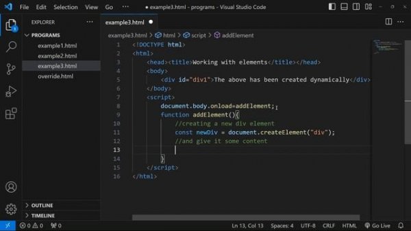 create an element with javascript || Document: createElement() method || javascript programs