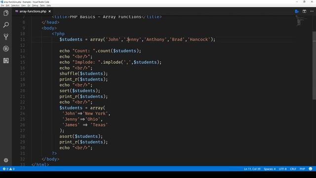 Web Development : PHP Basics - Array Functions смотреть онлайн