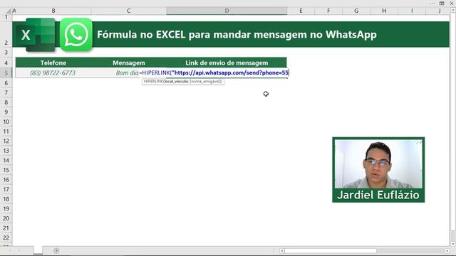 [Parte 02] - Com mensagem escrita - Fórmula no EXCEL para enviar mensagem no WhatsApp (sem VBA) смотреть онлайн