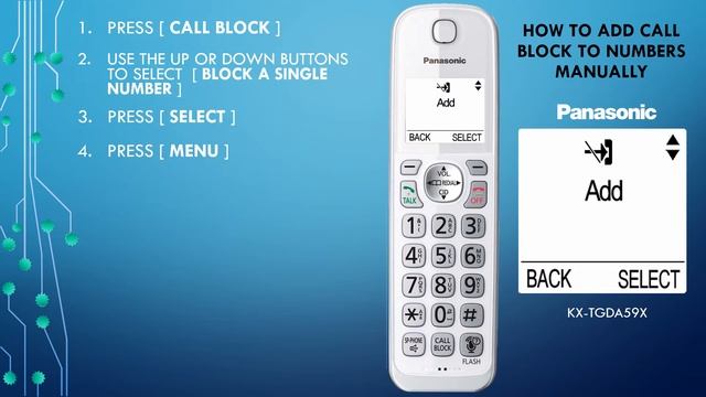 Panasonic - Telephones - KX-TGD592, KX-TGD593 - How to block numbers manually. смотреть онлайн