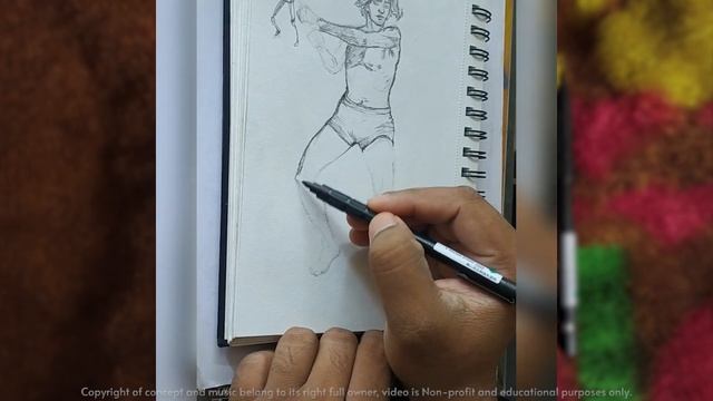 Figure drawing practice on sketchbook | Warrior with sword | Thumbnail to final sketch art 013 смотреть онлайн