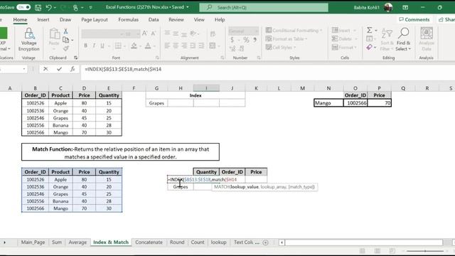 Excel Index Match Session 2 match both Rows and Column File Excel Functions смотреть онлайн