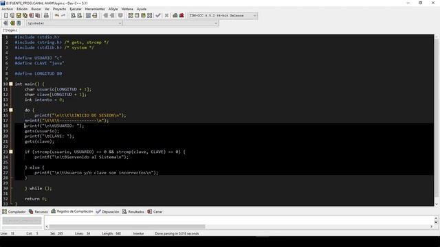 Login multiusuario en C con clave en asteriscos y 3 intentos - [1/3] смотреть онлайн