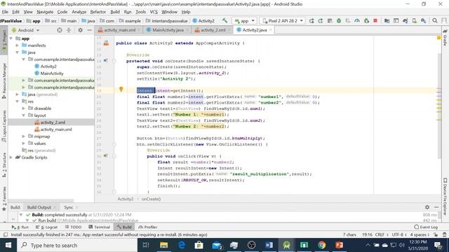 Explicit Intent Returning Data from Launched Activity смотреть онлайн