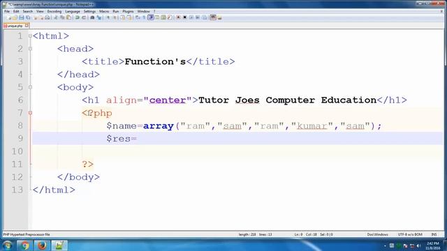 How To Use Unique Function In Php In Tamil смотреть онлайн