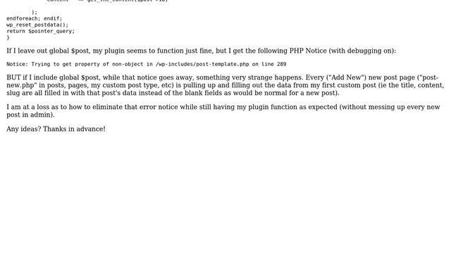 Wordpress: global $post inside plugin query messes up every new post page in wp-admin смотреть онлайн