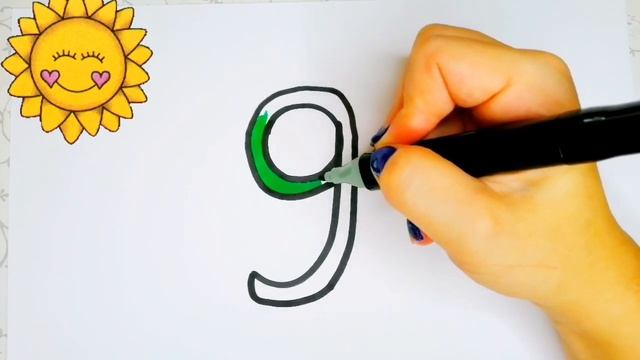 Цифра 9.Раскраска для детей.Number nine.Coloring for children. смотреть онлайн
