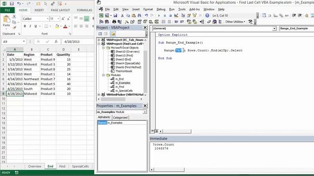 Find the Last Row, Column, or Cell in Excel VBA with the Range.End Method (Part 1 of 3) смотреть онлайн