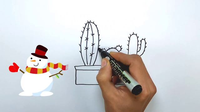 How to draw a Cactus? Как нарисовать кактус? Kaktus rasmini chizish смотреть онлайн