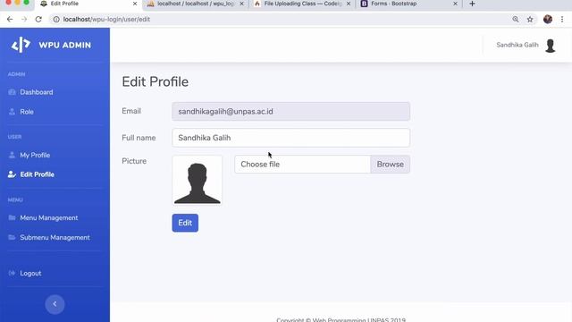 #10 EDIT PROFILE - Membuat Sistem Login Lengkap dengan CODEIGNITER 3 смотреть онлайн