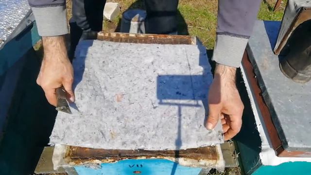 Сокращение пчелиного гнёзда весной, проверка кормов. смотреть онлайн