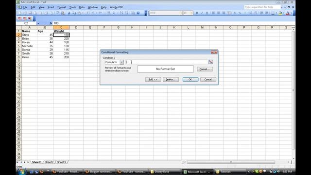 Tutorial - Conditional formatting in MS EXCEL 2003 (HD) смотреть онлайн