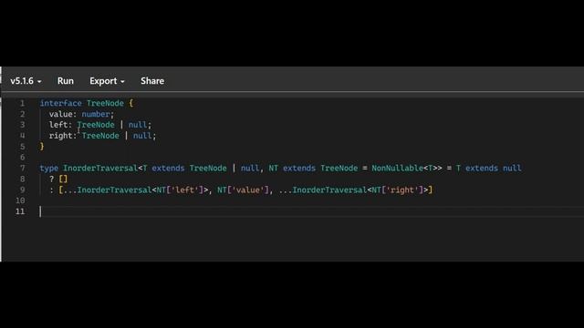 Typescript tutorial, InorderTraversal type смотреть онлайн