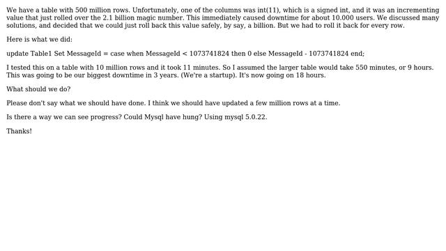 EMERGENCY! Update Statement for critical mysql production database now running for 18 hours,... смотреть онлайн