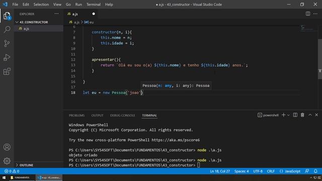 JAVASCRIPT FUNDAMENTOS - 043 - CLASS CONSTRUCTOR смотреть онлайн