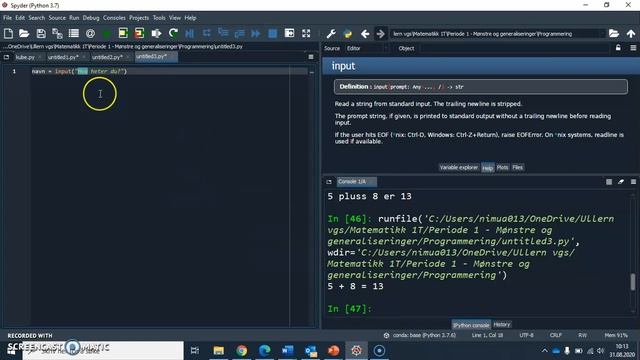 Grunnleggende programmering i Python (Spyder) - Variabler og input смотреть онлайн
