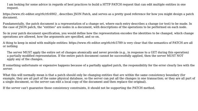 Software Engineering: How to define a HTTP PATCH to edit multiple entities in one request? смотреть онлайн