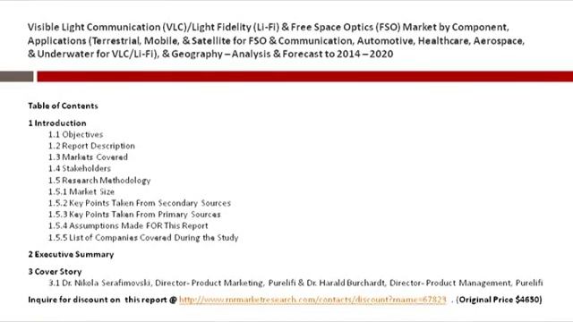 Visible Light Communication, Light Fidelity, Free Space Optics Market to reach $9,289.72 Million смотреть онлайн