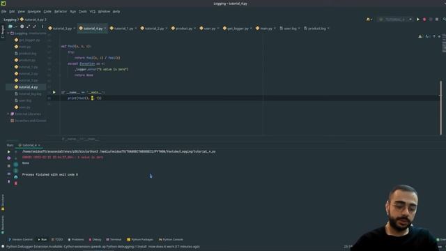 Logging in python tutorial - Chapter 6 - Tracebacks with exceptions смотреть онлайн