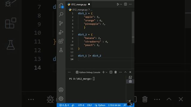 Объединяем два словаря #python смотреть онлайн