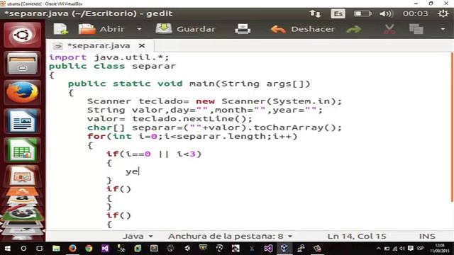 Java: separacion de String digito por digito en un arreglo char, en ubuntu. смотреть онлайн