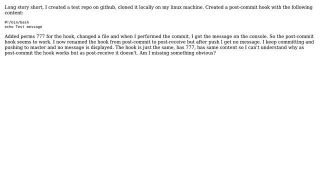 DevOps & SysAdmins: Git post-receive not working but post-commit does смотреть онлайн