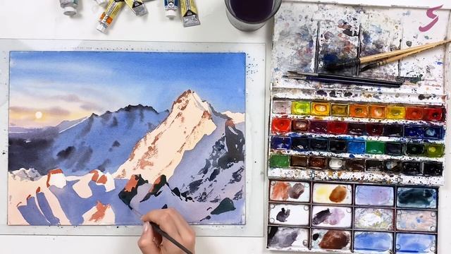 Рисунок. Акварель. Горы-2 смотреть онлайн