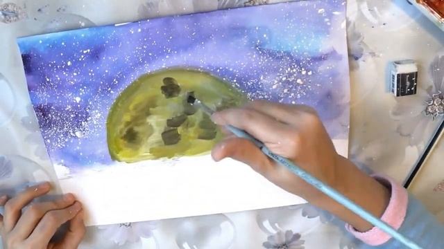 Ноябрьская Луна. Акварель\ November Moon. Watercolor смотреть онлайн