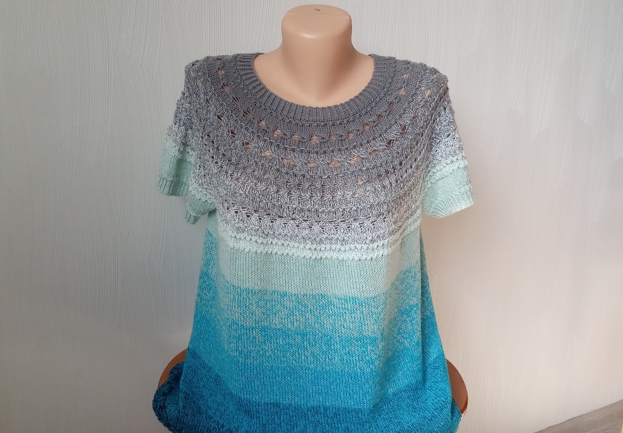 МК по вязанию джемпера с круглой кокеткой 