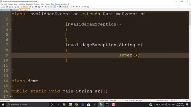 how to make user defined or own Exception | java programmer | Exception Handling Lecture No.5 смотреть онлайн