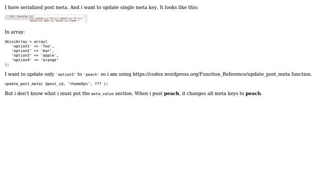 Wordpress: How to update serialized post meta? смотреть онлайн