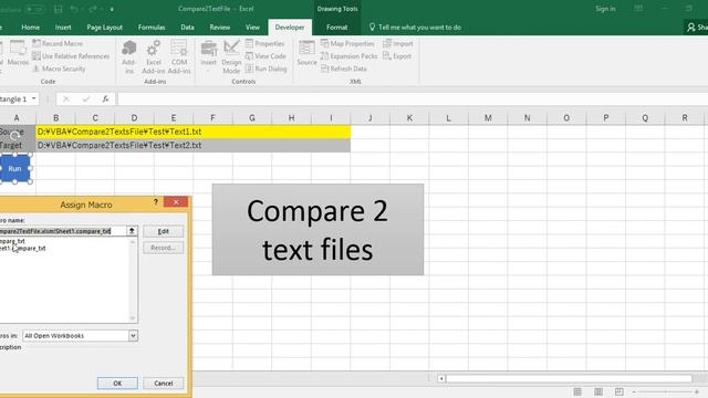 VBA Excel Compare two text files. смотреть онлайн