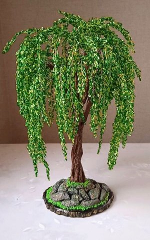 Деревья из бисера. Ива из бисера и рубки мастер-класс.