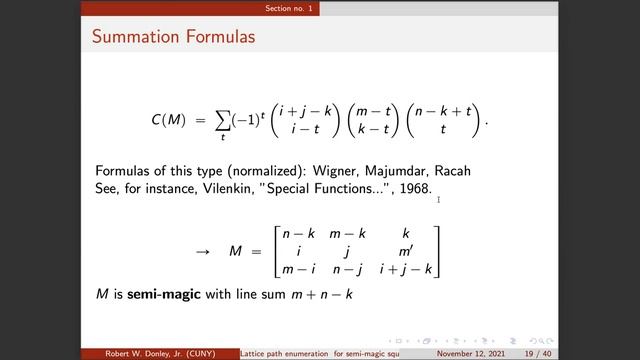 Research talk (11/12/2021): Lattice path enumeration for semi-magic squares of size three смотреть онлайн