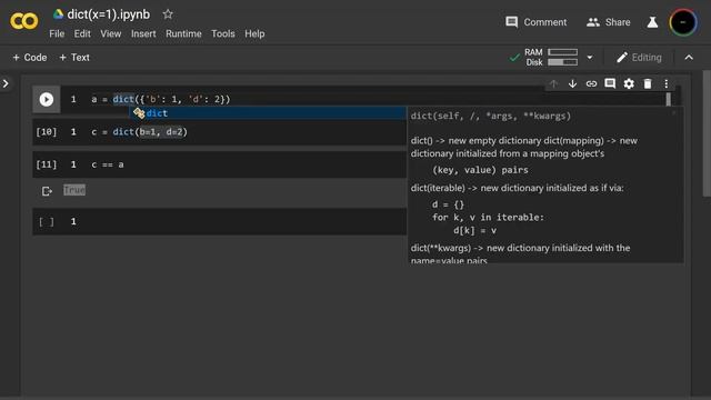 dict(x=1) in Python смотреть онлайн