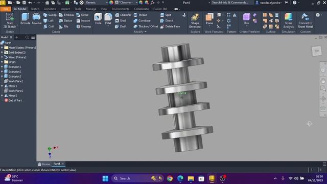 Tutorial Model Autodesk Inventor #4 - Crankshaft смотреть онлайн