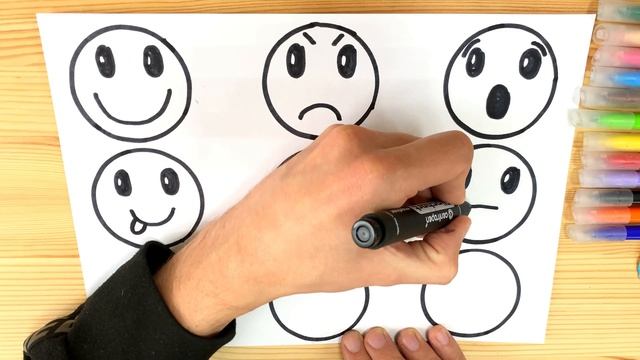HOW TO DRAW and COLOR Emoticons - Emoji Faces Coloring Book / इमोजी कैसे बनाएं - इमोटिकॉन्स смотреть онлайн