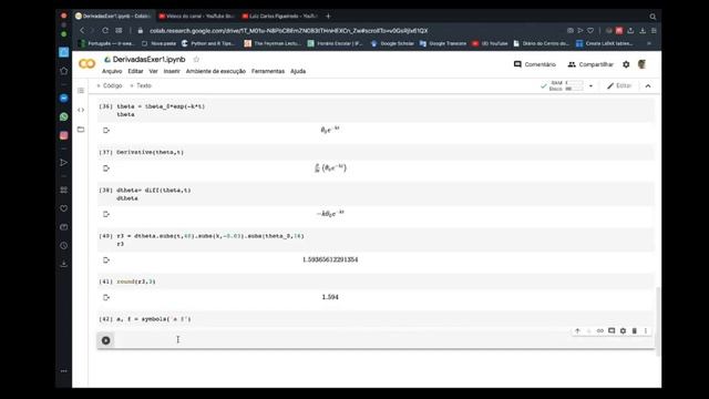 Derivadas com o uso do Python Sympy via Colab Google 3 смотреть онлайн
