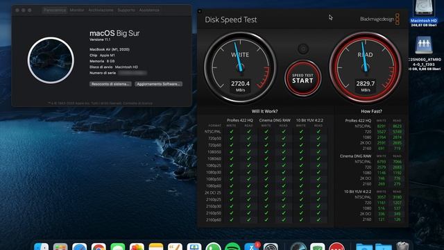 Blackmagic Disk Speed Test On A Macbook Air M1 With 512 GB SSD