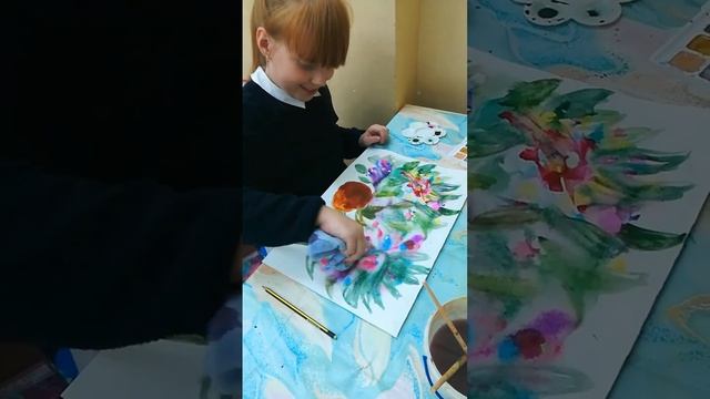 Акварель "Букет" , техника по мокром. смотреть онлайн