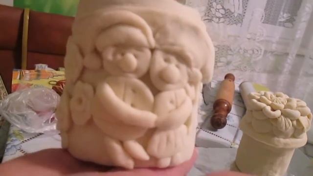 Поделка из соленого теста. Баночки для специй. смотреть онлайн
