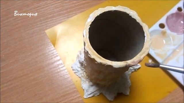Карандашница Березовый пенек. Папье-маше / Pencil holder Birch stump. Papier mache смотреть онлайн