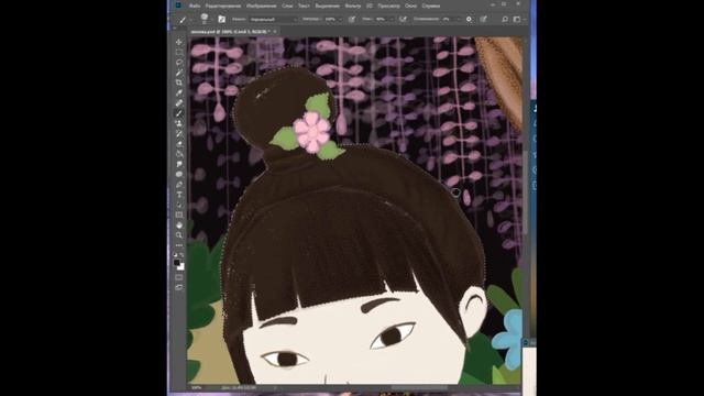 Рисую японку в райском саду с японскими сладостями мочи. смотреть онлайн