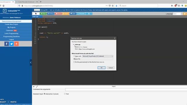 Using OnlineGDB смотреть онлайн