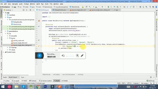 RecyclerView Spinner Dialog Android смотреть онлайн