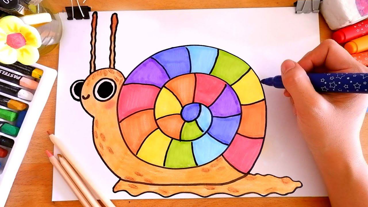 Как нарисовать УЛИТКУ поэтапно для детей | Радуга | Рисуем животных | Няня Уля смотреть онлайн