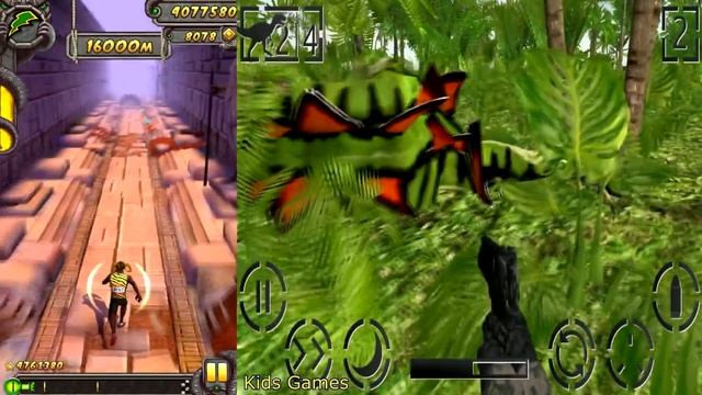 Temple Run 2 vs Dinosaur Hunter Survival Game смотреть онлайн